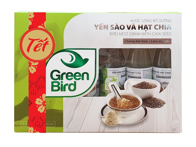 Hộp quà Tết Nước Yến Sào Và Hạt Chia Green Bird – 6 chai 185ml - Nutri
